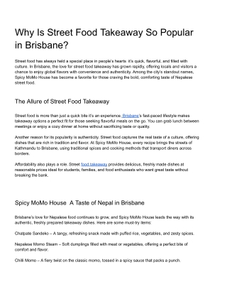 Why Is Street Food Takeaway So Popular in Brisbane