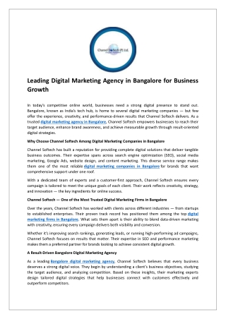 Leading Digital Marketing Agency in Bangalore for Business Growth