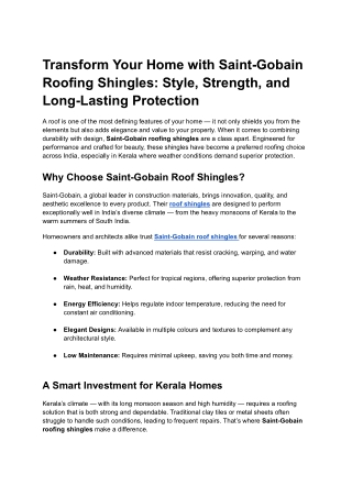 Transform Your Home with Saint-Gobain Roofing Shingles Style, Strength, and Long-Lasting Protection