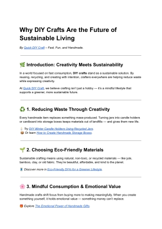 Why DIY Crafts Define Sustainable Living | Quick DIY Craft