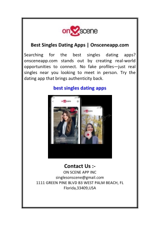 Best Singles Dating Apps  Onsceneapp.com