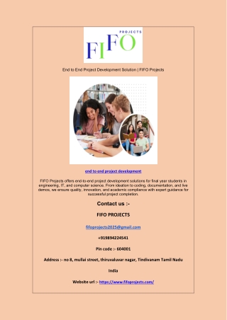 End to End Project Development Solution | FIFO Projects