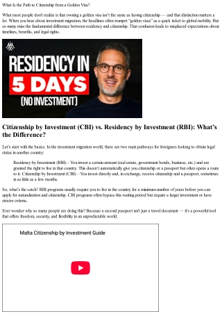 What Is the Path to Citizenship from a Golden Visa?