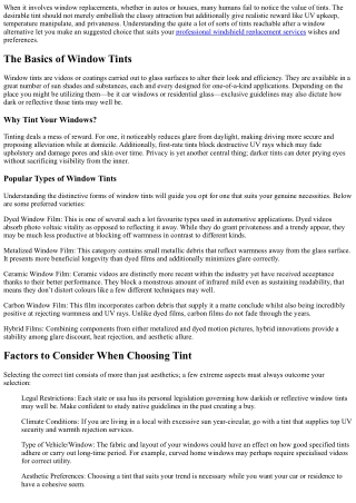 Exploring Different Types of Tints Available After Window Replacements.