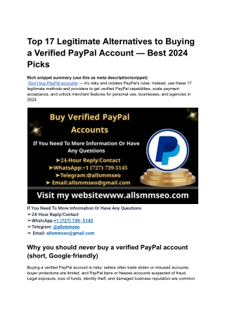 Top 17 Legitimate Alternatives to Buying a Verified PayPal Account — Best 2024 Picks