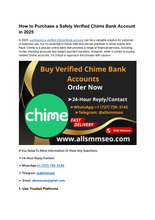 How to Purchase a Safely Verified Chime Bank Account in 2025