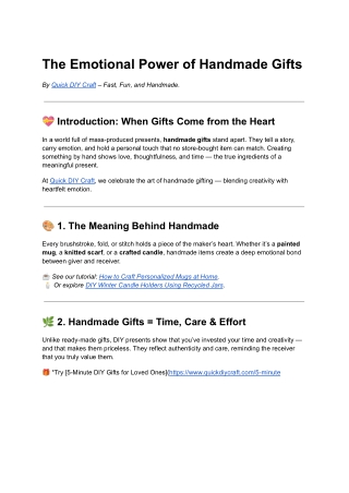 The Emotional Power of Handmade Gifts | Quick DIY Craft