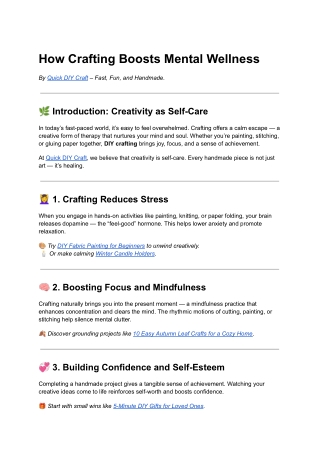 How Crafting Boosts Mental Wellness | Quick DIY Craft