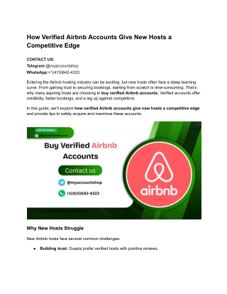 How Verified Airbnb Accounts Give New Hosts a Competitive Edge