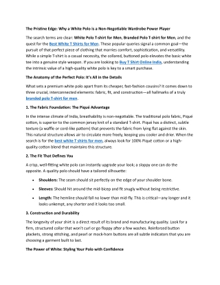 The Pristine Edge Why a White Polo is a Non-Negotiable Wardrobe Power Player