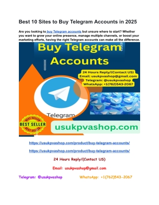 Best 10 Sites to Buy Telegram Accounts in 2025.....