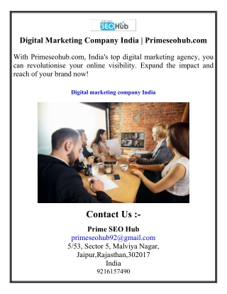 Digital Marketing Company India  Primeseohub.com