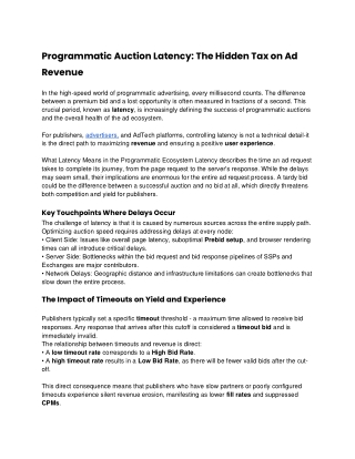 Programmatic Auction Latency