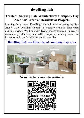 Trusted Dwelling Lab Architectural Company Bay Area for Creative Residential Projects