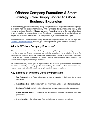 Offshore Company Formation