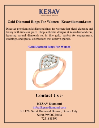 Gold Diamond Rings For Women  Kesavdiamond.com