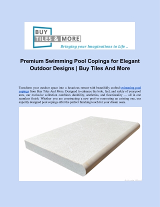 Premium Swimming Pool Copings for Elegant Outdoor Designs | Buy Tiles And More