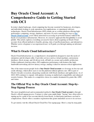 Best Place to Buy Oracle Cloud Accounts 2025