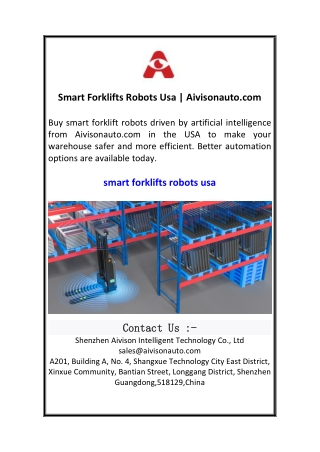 Smart Forklifts Robots Usa  Aivisonauto.com