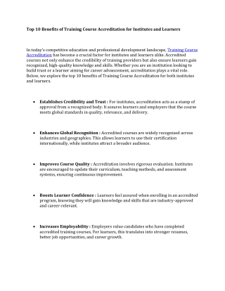 Top 10 Benefits of Training Course Accreditation for Institutes and Learners