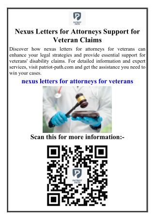 Nexus Letters for Attorneys Support for Veteran Claims