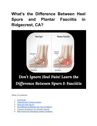 What's the Difference Between Heel Spurs and Plantar Fasciitis in Ridgecrest, CA