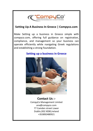 Setting Up A Business In Greece  Compyco.com
