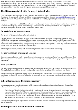 Auto Glass Safety: Why You Shouldn’t Ignore Chips and Cracks