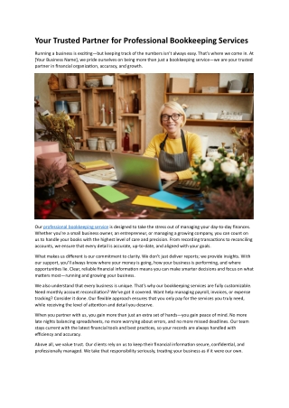 Your Trusted Partner for Professional Bookkeeping Services