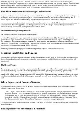 Auto Glass Safety: Why You Shouldn’t Ignore Chips and Cracks