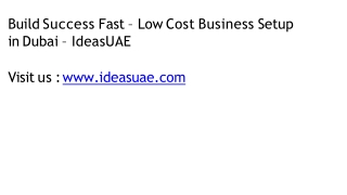 Build Success Fast – Low Cost Business Setup in Dubai - IdeasUAE