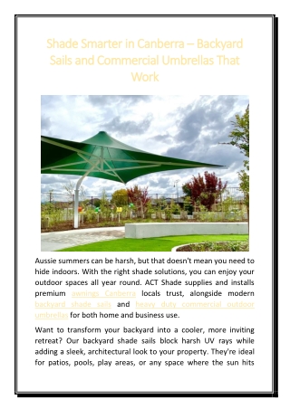 Shade Smarter in Canberra – Backyard Sails and Commercial Umbrellas That Work
