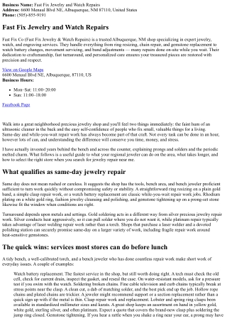 From Ring Resizing to Rhodium Plating: Your Local Same‑Day Fashion Jewelry Repai