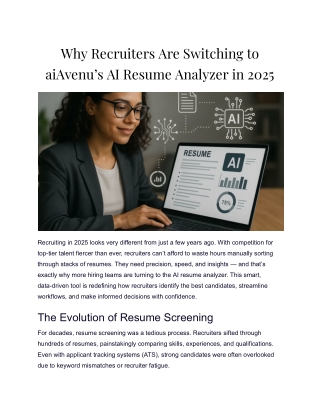 Why Recruiters Are Switching to aiAvenu’s AI Resume Analyzer in 2025