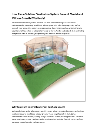 How Can a Subfloor Ventilation System Prevent Mould and Mildew Growth Effectivel