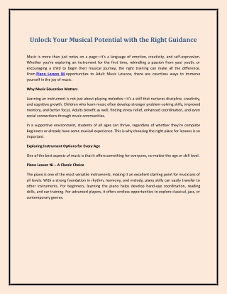 Unlock Your Musical Potential with the Right Guidance