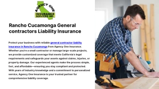 Rancho Cucamonga General contractors Liability Insurance