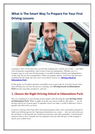 What Is The Smart Way To Prepare For Your First Driving Lessons