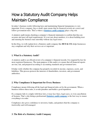 How a Statutory Audit Company Helps Maintain Compliance