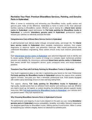 Revitalize Your Fleet_ Premium BharatBenz Services, Painting, and Genuine Parts in Hyderabad 2