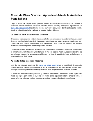 Curso de Pizza Gourmet_ Aprende el Arte de la Auténtica Pizza Italiana