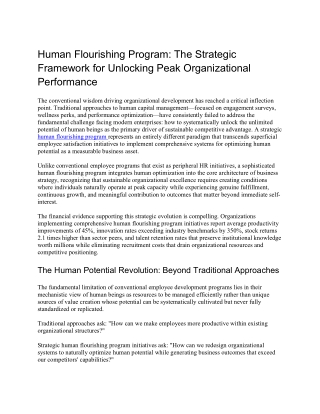 Human Flourishing Program The Strategic Framework for Unlocking Peak Organizational Performance