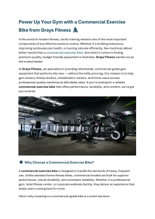 Power Up Your Gym with a Commercial Exercise Bike from Grays