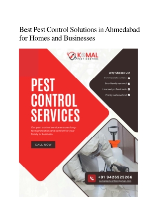 Eco-Friendly Pest Removal Services in Ahmedabad - Komal Pest Control