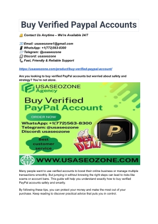 Safely And Strategically Buy Verified Paypal Accounts