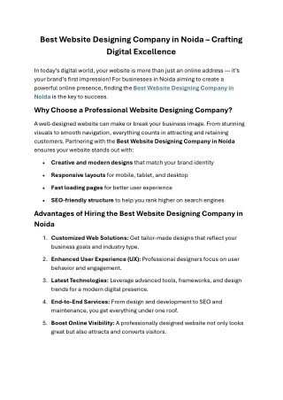 Best Website Designing Company in Noida – Crafting Digital Excellence