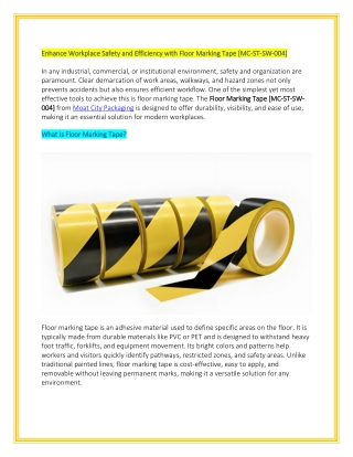 Enhance Workplace Safety and Efficiency with Floor Marking Tape