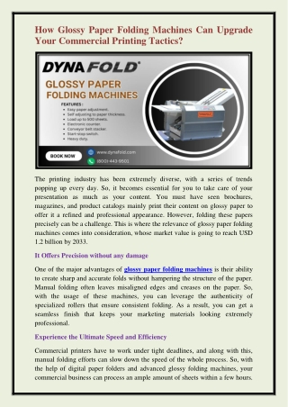 glossy paper folding machines