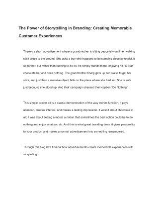 The Power of Storytelling in Branding_ Creating Memorable Customer Experiences