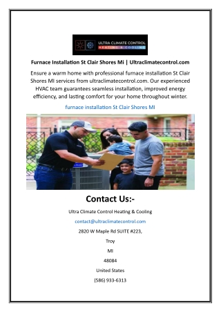 Furnace Installation St Clair Shores Mi | Ultraclimatecontrol.com